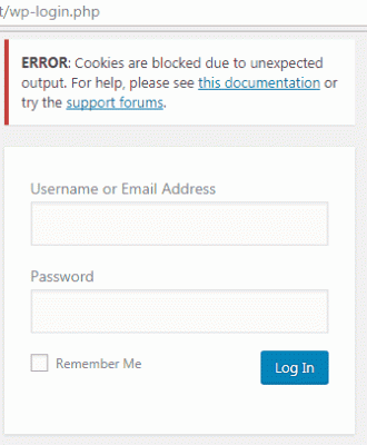 Cookies are blocked due to unexpected output